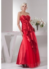 Red Sweetheart Beading Decorate Prom Dress with Decorations