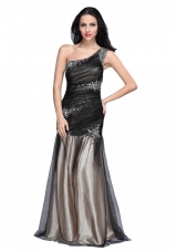 Sexy One Shoulder Prom Dress with Ruching Cross Cross Back