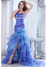 Strapless Beading and Ruffles Layered Mermaid Multi-color Prom Dress