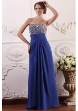 Strapless Empire Floor Length Beading Bodice Prom Dress