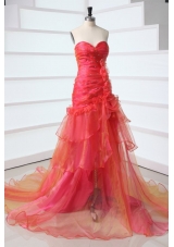 Lovely A Line Sweetheart Prom Dress with Layers and Flowers