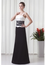 Formal White and Black Prom Mother Dress with Lace and Straps