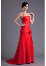 Red Prom Evening Dress with Sweetheart and Spaghetti Straps