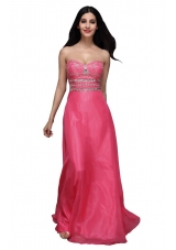 Hot Pink Empire Sweetheart Chiffon Beading and Ruching Prom Dress