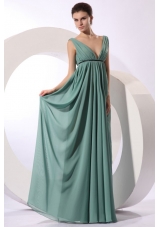 Sexy Empire V-neck Floor-length Ruching Chiffon Prom Dress