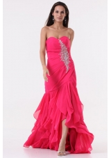 Discount Sweetheart High-low Prom Dress with Beading and Ruffles