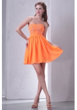 Sweet Orange Empire Mini-length Beading Decorated Prom Dress