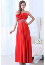 Unique Design Red Empire Beading Prom Evening Dress With Straps