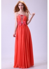 Watermelon Strapless Empire Chiffon Beading Long Prom Dress