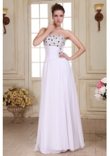 Beaded and Ruched Empire Homecoming Dresses in Floor-length