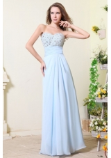 Newest Baby Blue Empire Sweetheart Chiffon Prom Dress with Stones