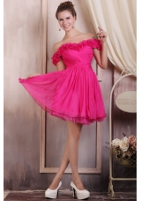 Flattering Mini-length Prom Dresses with Off The Shoulder Flowers