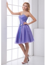 Lovely Beading Sweetheart Knee-length Lavender Organza Prom Gown