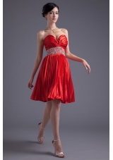 Sweetheart Princess Graduation Dress in Red with Beading and Pleats