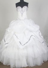 Elegant Ball Gown Sweetheart Neck Floor-length White Quinceanera Dress