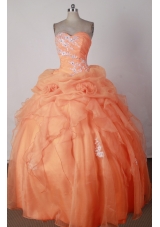 Beautiful Ball Gown Sweetheart Neck Floor-length Orange Red Quincenera Dresses