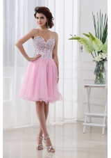 Baby Pink A-line Beautiful Sweetheart Organza Prom Dress