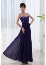 Dark Purple Sleeveless Prom Dress with Sweetheart Empire Beading