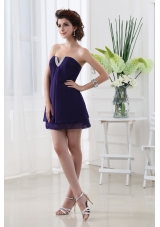 Empire Strapless Mini-length Sleeveless Beadings  Chiffon Prom Dress