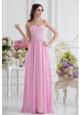 Empire Sweetheart Appliques Prom Dress in Baby Pink