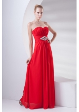 Empire Wine Red Sweetheart Beading Prom Dress with Chiffon