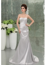 A-line Strapless Sashes and Beadings Silver Prom Dress