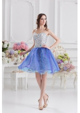 Sweetheart Medium Slate Blue A-line Prom Dress with Beading