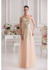 Column Sweetheart Serquins Champagne Floor-length Prom Dress