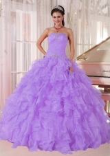 Ball Gown Strapless Lavender Organza Beading Sweet Sixteen Dress for Party,Sweet and fabulous! Are you looking for your dream dress for the sweet 15/16. This must be just the one for you!It features a fashionable strapless neckline with clear beading encrusted on the corset bodice. Ruffled skirt makes the gown puffy and flattering.A lace up back closure the look.
