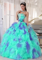 Ruffles and Appliques Floor-length Vestidos de Quinceanera Dress with Organza