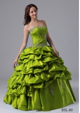 Princess Sweetheart Sweep Train Organza Quinceanera Gowns with Beading