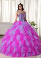 Multi-color Puffy Strapless Appliques Quinceanera Dresses for 2014