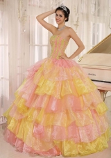 Ruflfled Layers and Appliques 2014 Colourful Quinceanera Dresses Customize