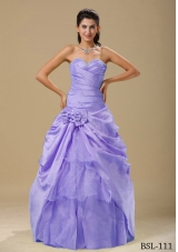 2014 Purple Ruching Bodice Quinceanera Dresses with Hand Made Folwers