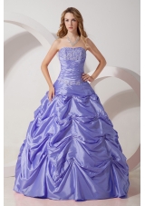 Exquisite Lavender Princess Strapless Appliques Quinceanera Dresses for 2014