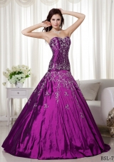 A-line Sweetheart Quinceanera Dress with Taffeta Beading and Embroidery