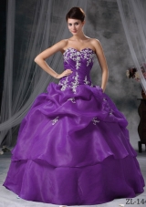 Ball Gown Sweetheart Pick-ups Quinceanera Dresses with Organza Appliques