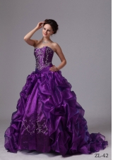 Embroidery and Pick-ups Sweep Train For Quinceanera Dress with Pick-ups