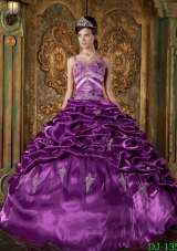 Eggplant Purple Ball Gown Straps Quinceanera Dress with Beading