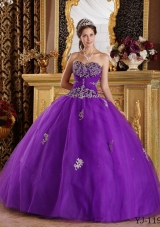 Eggplant Purple Ball Gown Sweetheart Quinceanera Dresses with Appliques