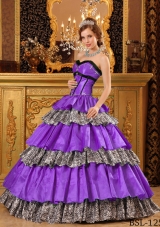 Popular Ball Gown Sweetheart Quinceanera Dress with Ruffled Layers Beading