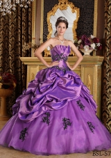 Princess Strapless Sweet 16 Dresses with Appliques and Pick-ups