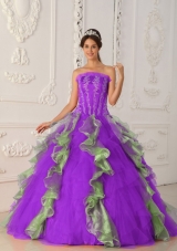 Ball Gown Strapless Quinceanera Dress with Appliques and Ruffles