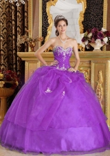 Eggplant Purple Ball Gown Sweetheart Quinceanera Dress with Appliques