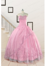 Pretty Baby Pink Quinceanera Dresses with Beading and Appliques for 2015