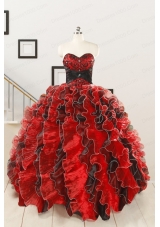 Unique Beaded Sweetheart Organza Quinceanera Dress in Multi-color