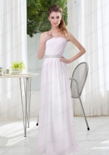 2015 Simple Empire Ruching Prom Dresses in White