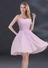 A Line Sweetheart Prom Dress with Ruhing and Belt