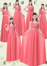 Exquisite Watermelon Prom Dresses with Ruch and Beading