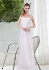 Ruching and Belt Sweetheart Empire White Prom Dresses